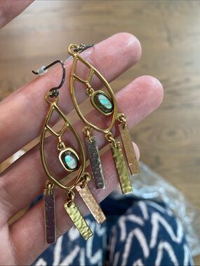 Studio Barse Gold Teardrop Earrings with Iridescent Stone Accents